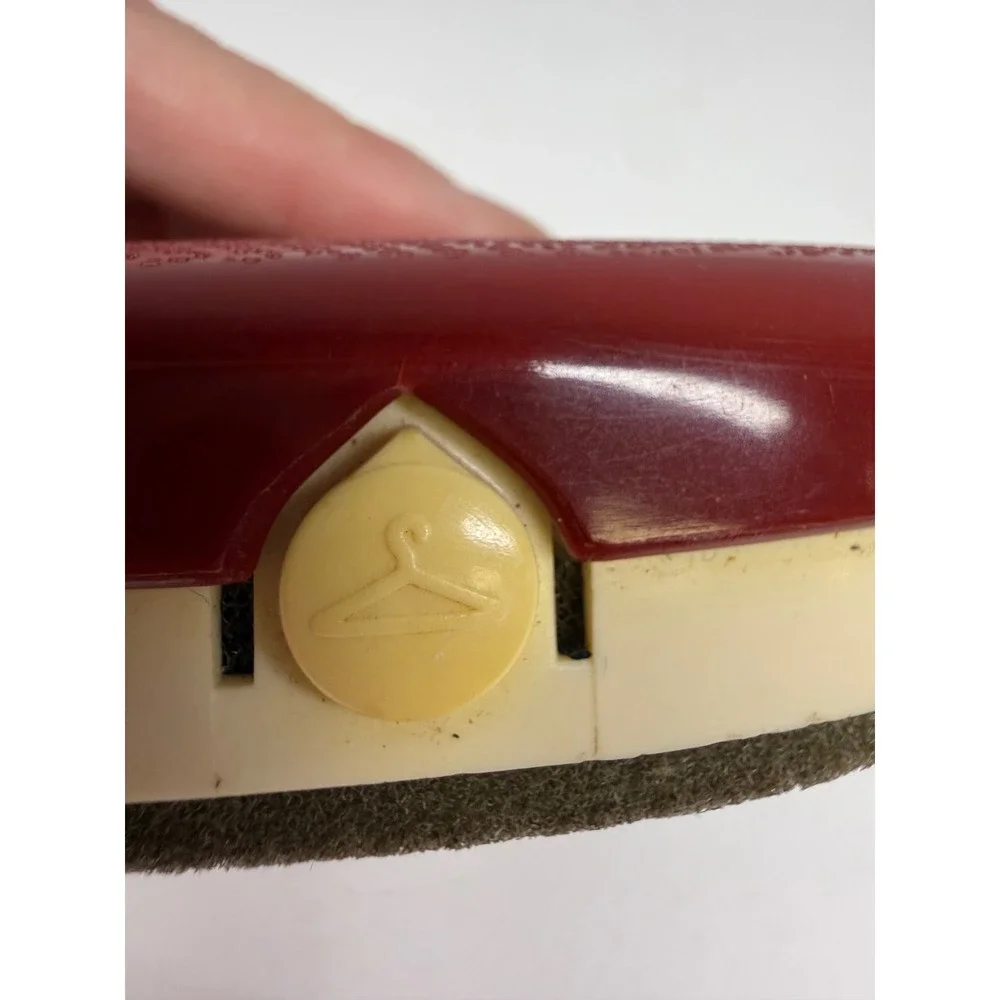 Vintage Travel Lint Brush and Shoe Buffer Compact Red Blue Two Sided Tool